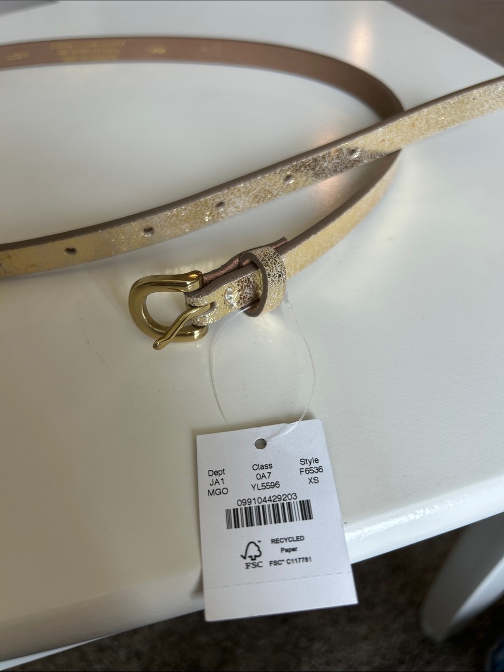 J. Crew Metallic Gold Skinny Leather Belt - Picture 2 of 14
